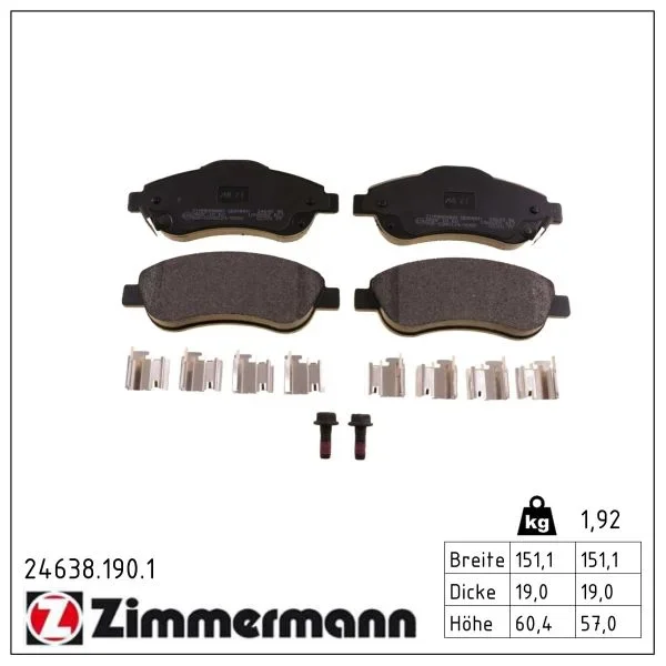 Sada brzdových destiček, kotoučová brzda ZIMMERMANN 24638.190.1 Sada brzdových destiček, kotoučová brzda ZIMMERMANN 24638.190.1