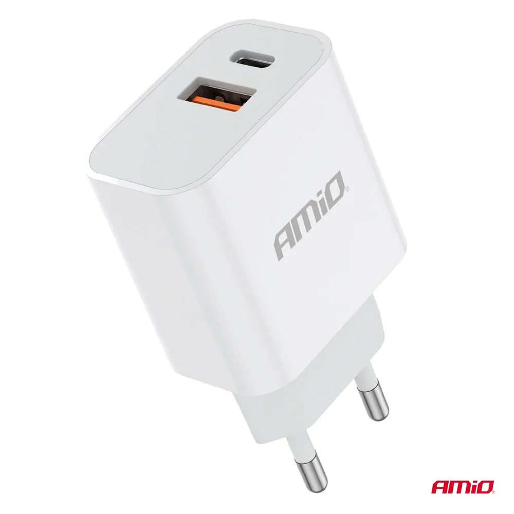 PRO-09 SÍŤOVÁ NABÍJEČKA USB+USB-C 20W AMIO 02935 - Obrázek 2