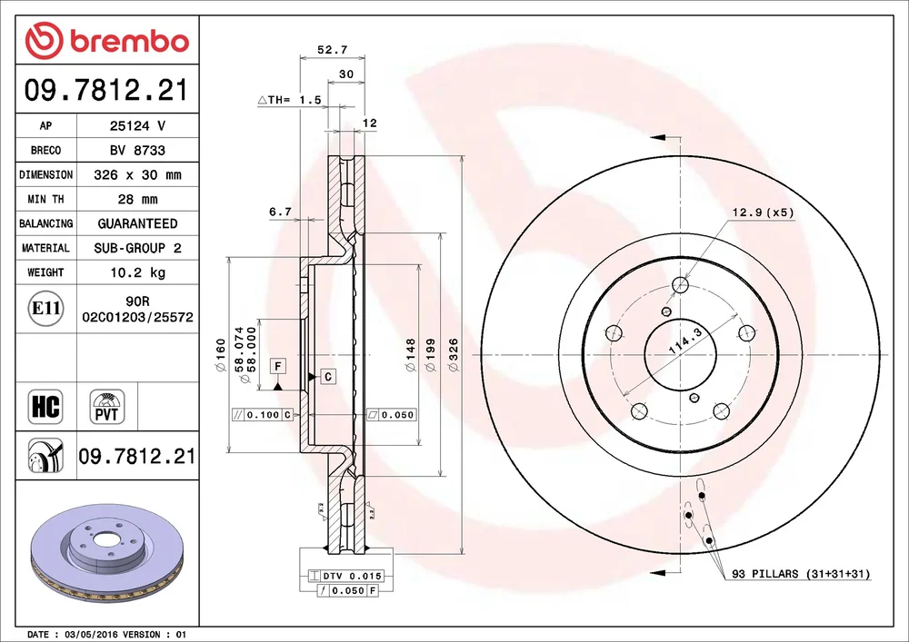 Brzdový kotouč BREMBO 09.7812.21