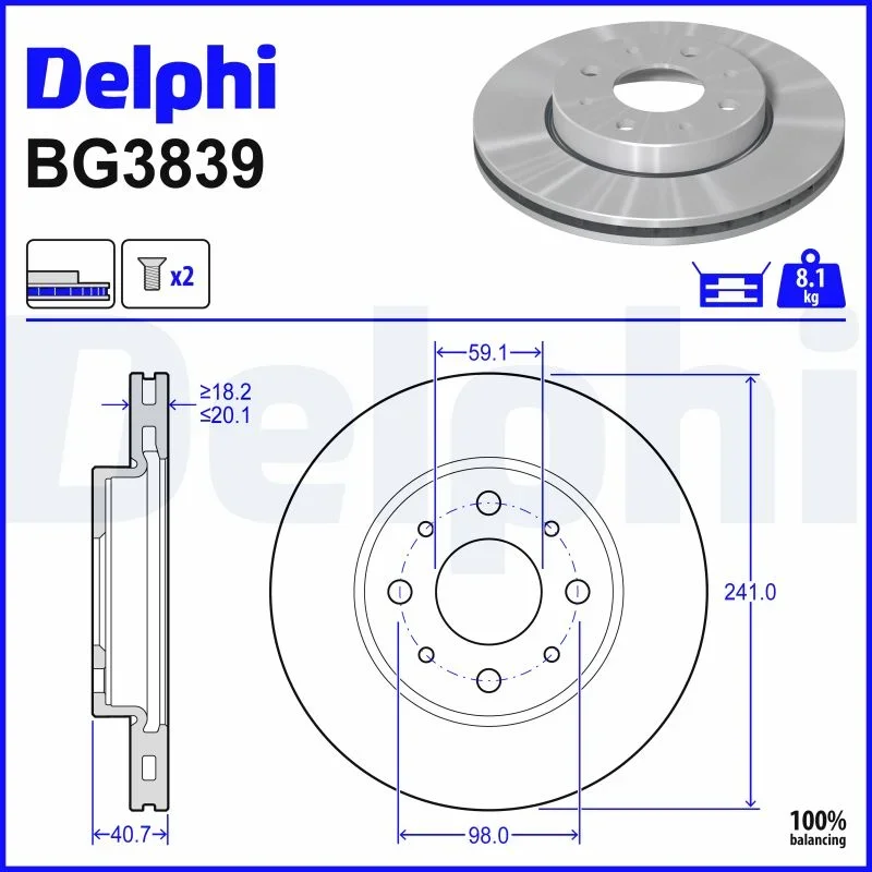 Brzdový kotouč DELPHI BG3839