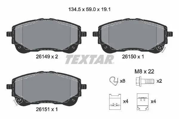 Sada brzdových destiček, kotoučová brzda TEXTAR 2614901