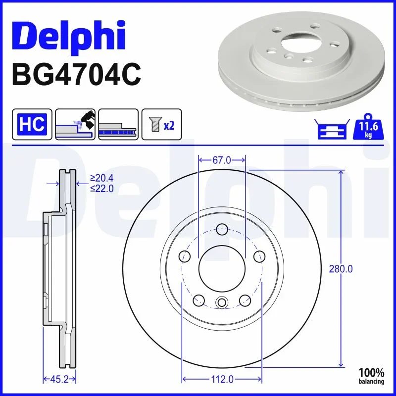 Brzdový kotouč DELPHI BG4704C