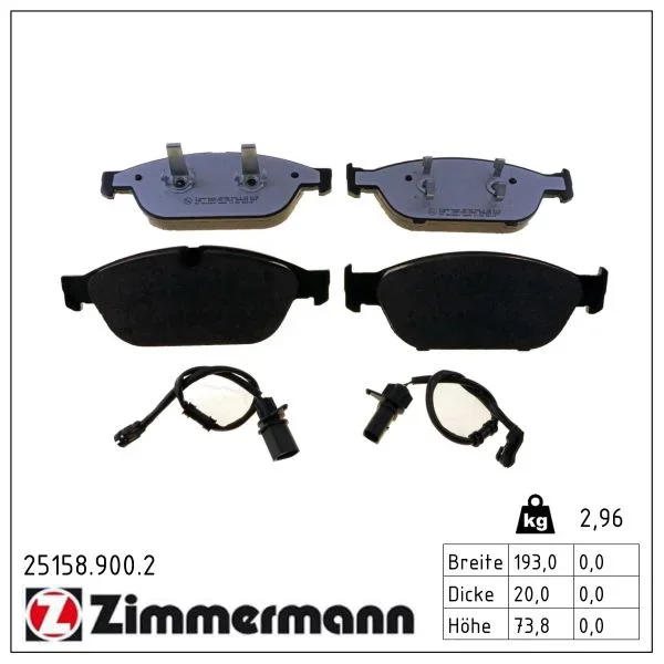 Sada brzdových destiček, kotoučová brzda ZIMMERMANN 25158.900.2