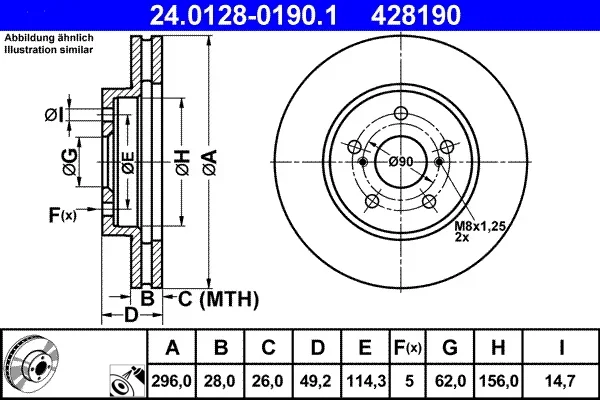 Brzdový kotouč ATE 24.0128-0190.1