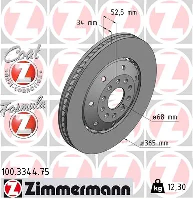 Brzdový kotouč ZIMMERMANN 100.3344.75 – OE 4B3615302