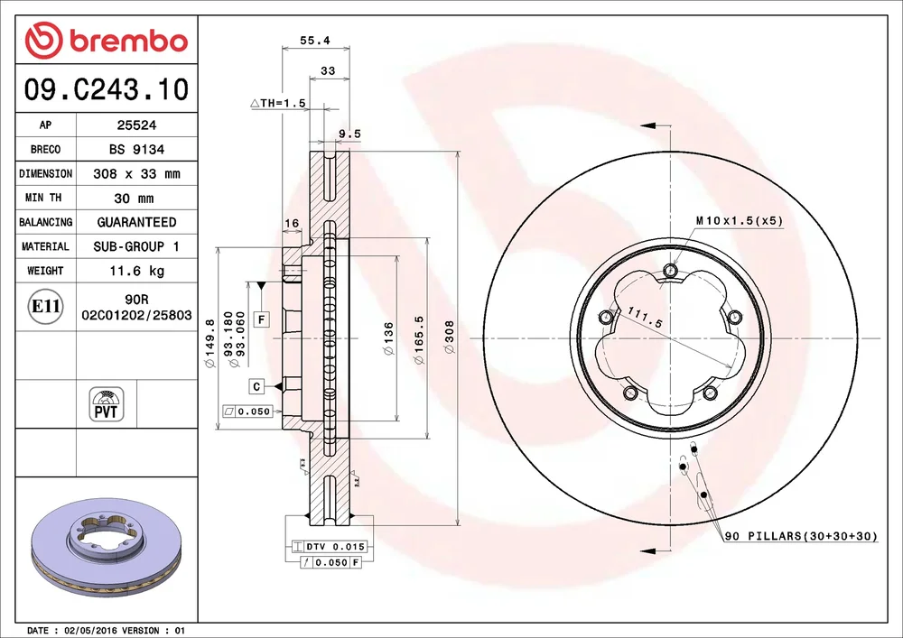 Brzdový kotouč BREMBO 09.C243.10