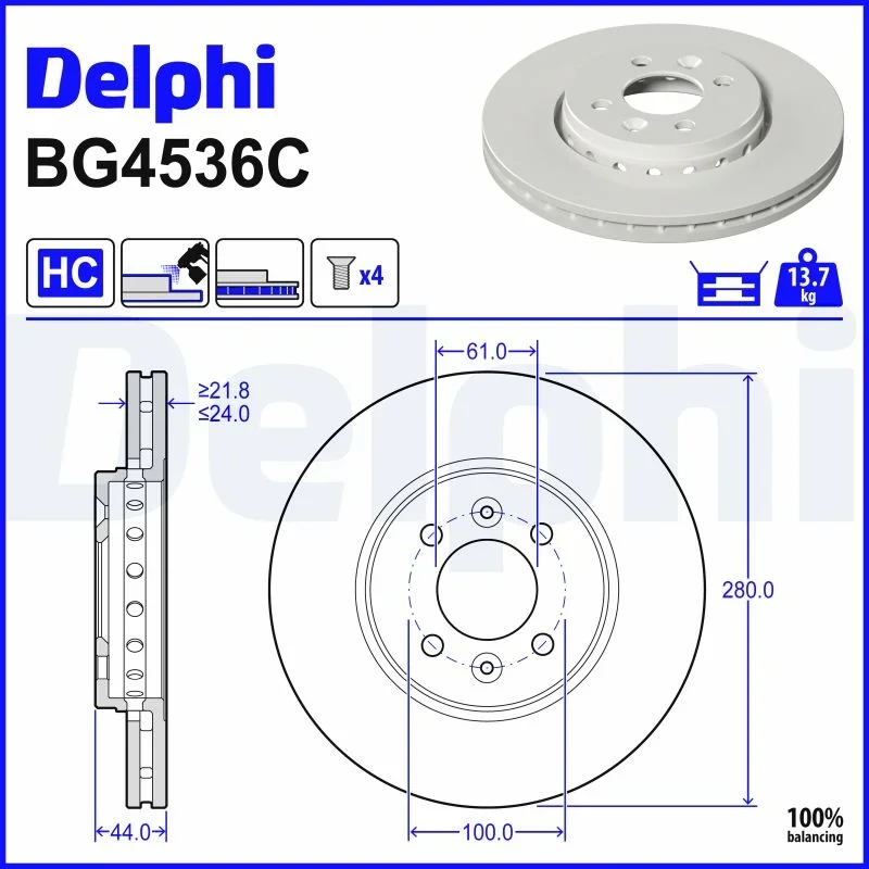 Brzdový kotouč DELPHI BG4536C